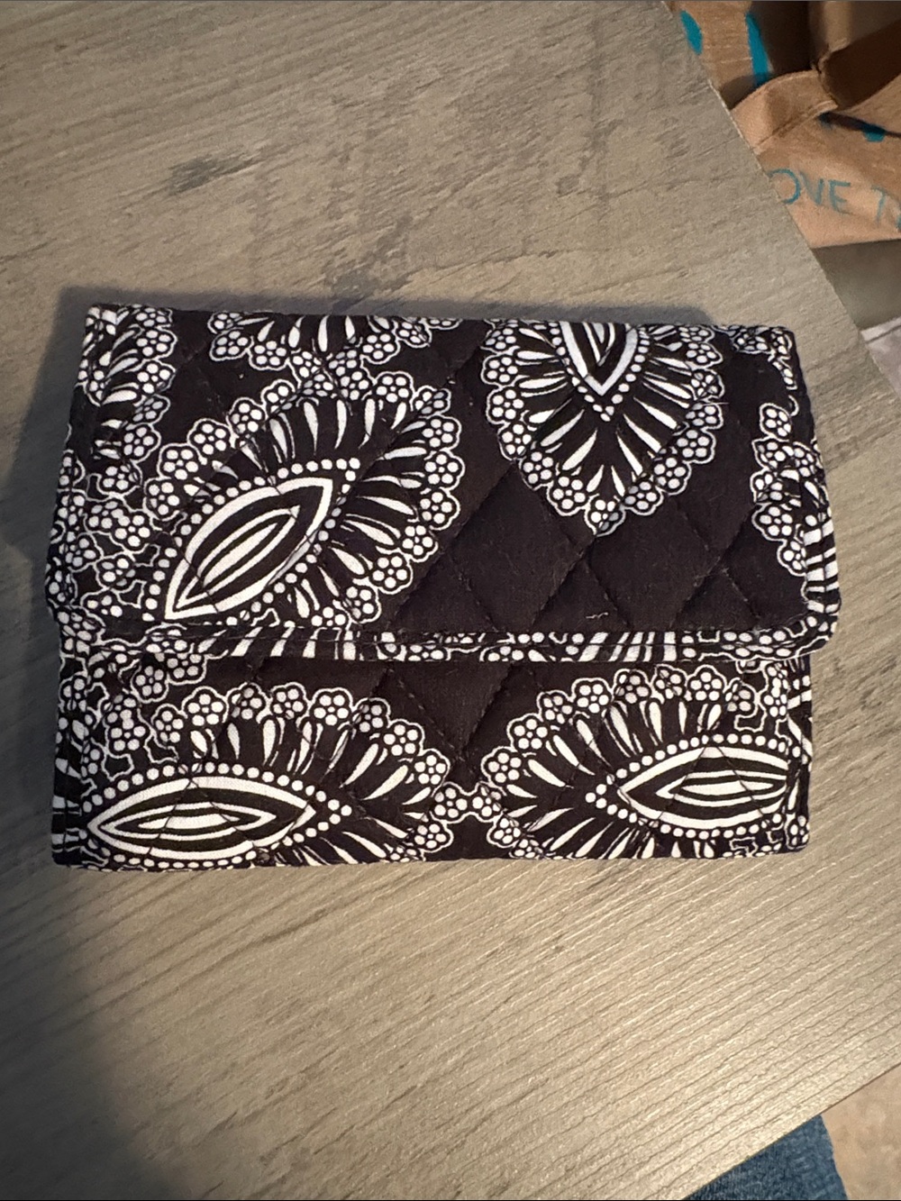 Vera Bradley Quilted Black and White Patterned Wallet